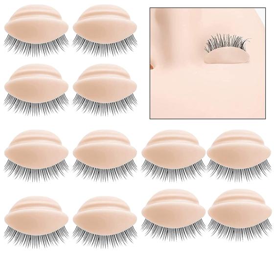 6 Pairs Replacement Eyelids For Mannequin Head Eyelids Realistic Eyelids Silicone Practice Eyelash Training Eyelids Removable Eyelids with Lashes for Lash Practice Eyelash Extensions