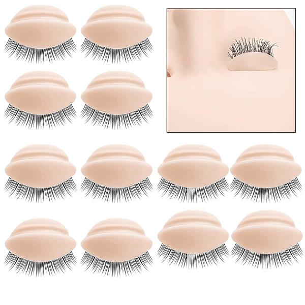 6 Pairs Replacement Eyelids For Mannequin Head Eyelids Realistic Eyelids Silicone Practice Eyelash Training Eyelids Removable Eyelids with Lashes for Lash Practice Eyelash Extensions