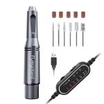 Fuegobird Electric Nail Drill Kit, Portable USB Nail File Tool for Acrylic Gel Nails, Professional Manicure Pedicure Efile Machine for Home and Salon, 30000 RPM with LCD Display Control