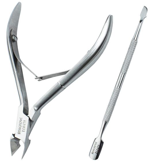 Professional Cuticle Cutter & Pusher Trimmer Manicure Tools with Double Spring– Perfect Nail Care Tool for Manicure & Pedicure Beauty at Home/Spa/Saloon (Silver)
