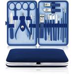 ENTT Pedicure Manicure Kit - Manicure Tools Grooming Kit for Men, Women - 18 PC Rubberized Finish Kit - Premium Quality Professsional Tool Kit - For Travel, Home, All Purpose Set (Blue Case) For Nails