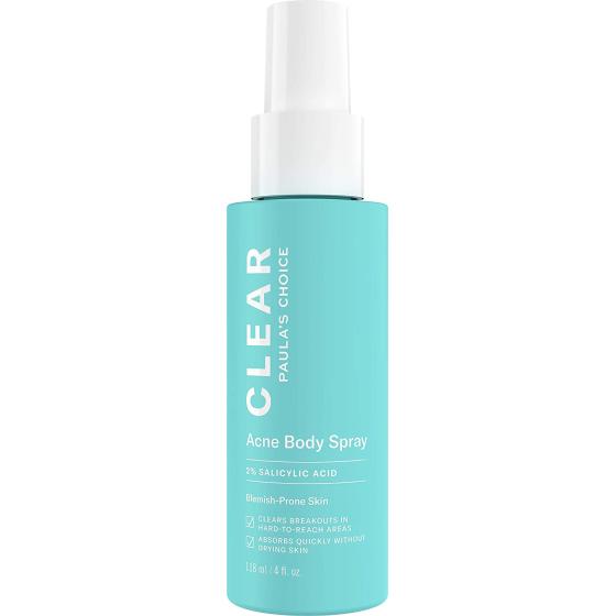 Paula's Choice CLEAR Back & Body Acne Spray, 2% BHA (Salicylic Acid) Treatment for Bacne, Blackheads & Blemishes, 4 Ounce