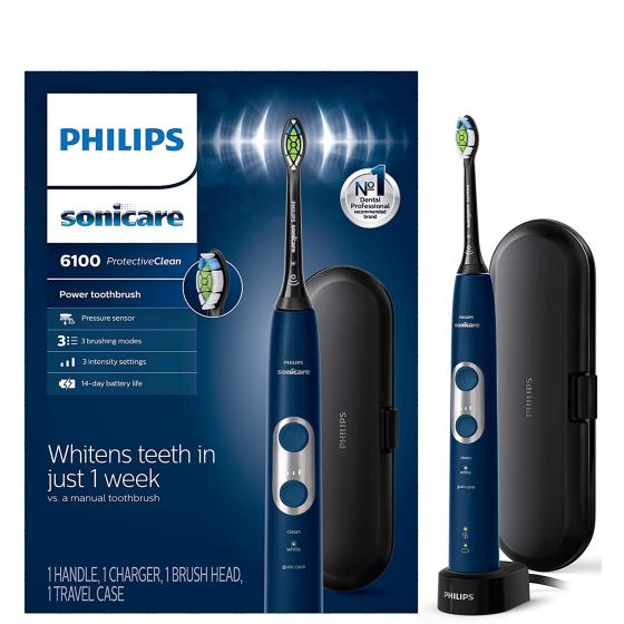 Philips Sonicare ProtectiveClean 6100 Rechargeable Electric Power Toothbrush, Navy Blue, HX6871/49