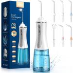 Cordless Water Dental Flosser for Teeth - Portable and Rechargeable 350ML Oral Irrigator with 5 Modes 6 Replaceable Tips - IPX7 Waterproof Powerful Battery Life Water Dental Picks for Travel Home Use