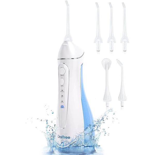 Water Dental Flosser Cordless for Teeth Cleaning - 4 Modes Oral Irrigator Braces Flossers Cleaner, Rechargeable Portable IPX7 Waterproof Powerful Battery for Travel Home
