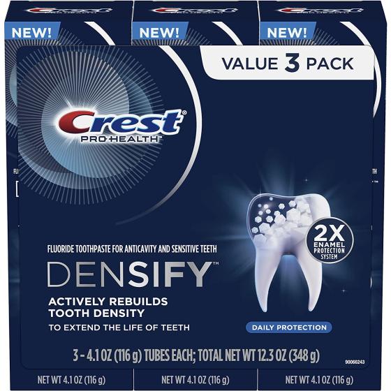 Crest Pro-Health Densify Toothpaste Daily Protection with Fluoride for Anticavity and Sensitive Teeth, 4.1oz (Pack of 3)