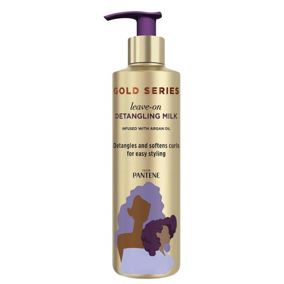 Pantene Gold Series Detangling Milk Hair Treatment for Curly Hair, Natural and Textured Hair, 7.6 Fl Oz ?? Leave-On Hair Detangler Infused with Rich Argan Oil, Dye and Sulfate Free Formula