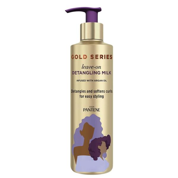 Pantene Gold Series Detangling Milk Hair Treatment for Curly Hair, Natural and Textured Hair, 7.6 Fl Oz ?? Leave-On Hair Detangler Infused with Rich Argan Oil, Dye and Sulfate Free Formula