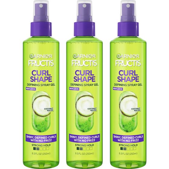 Garnier Fructis Style Curl Shape Defining Spray Gel for No Frizz, 8.5 Fl Oz, 3 Count (Packaging May Vary)