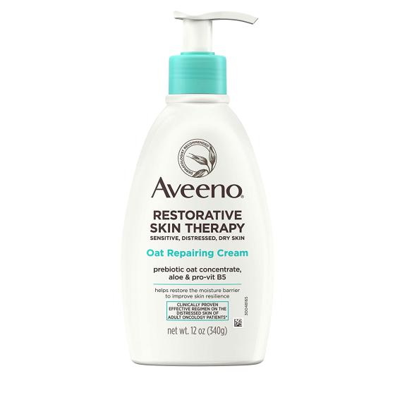 Aveeno Restorative Skin Therapy Moisturizing Oat Repairing Cream for Sensitive, Distressed, Dry Skin, with Prebiotic Oat, Aloe & Pro-Vitamin B5, Non-Greasy & Fragrance-Free, 12 oz