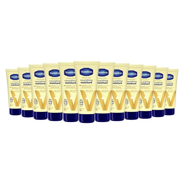 Vaseline Intensive Care Nourishing Moisture Body Lotion for Dry Skin Lotion Made with Ultra-Hydrating Lipids & Pure Oat Extract For Nourished, Healthy-Looking Skin 3.4 oz, Pack of 12
