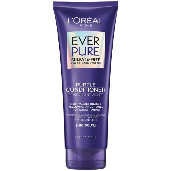 L'Oreal Paris EverPure Sulfate Free Brass Toning Purple Conditioner for Blonde, Bleached, Silver, or Brown Highlighted Hair, 6.8 Fl; Oz (Packaging May Vary)