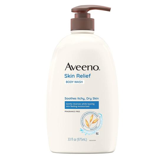Aveeno Skin Relief Fragrance-Free Body Wash with Triple Oat Formula Soothes Itchy, Dry Skin, Formulated for Sensitive Skin, Fragrance-, Paraben-, Dye- & Soap-Free, 33 fl. Oz