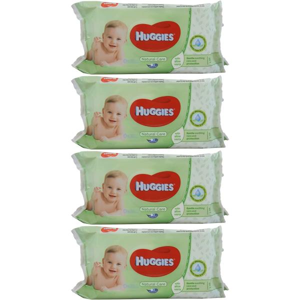 Huggies Baby Wipes Natural Care with Aloe Vera, 56 Count (Pack of 4)