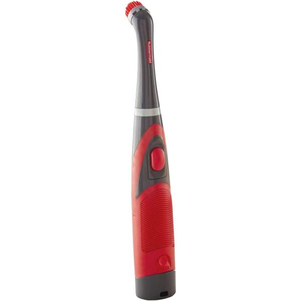 Rubbermaid Reveal Cordless Battery Power Scrubber, Gray/Red, Multi-Purpose Scrub Brush Cleaner for Grout/Tile/Bathroom/Shower/Bathtub, Water Resistant, Lightweight, Ergonomic Grip (1839685)
