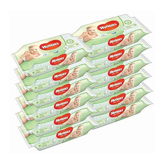 Huggies Baby Wipes Natural Care with Aloe Vera, 56 Count, Pack of 12, Total 672 Wipes