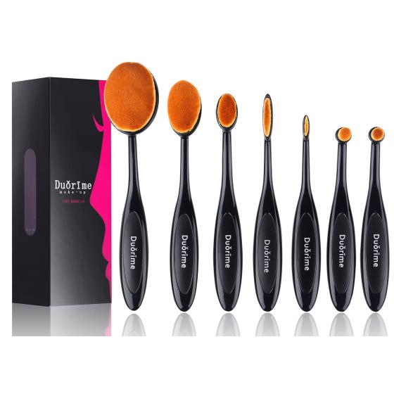 Duorime New 7pcs Black Oval Toothbrush Makeup Brush Set Cream Contour Powder Concealer Foundation Eyeliner Cosmetics Tool …