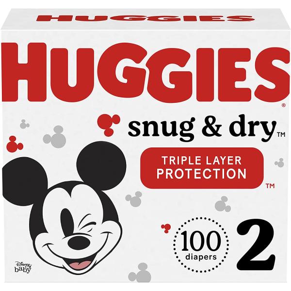 Huggies Snug & Dry Baby Diapers, Size 2 (12-18 lbs), 100 Ct