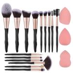 111 Black makeup brushes and makeup sponges 18pcs makeup tool set makeup brushes set natural synthetic eye shadow foundation make-up facial mixed powder blusher concealer eye makeup brush set professional makeup brush and tool accessories