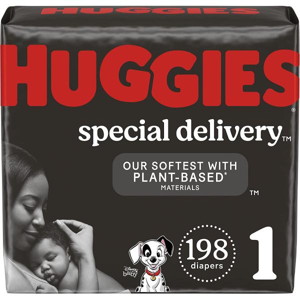 Hypoallergenic Baby Diapers Size 1 (8-14 lbs), Huggies Special Delivery Newborn Diapers, Fragrance Free, Safe for Sensitive Skin, 198 Ct