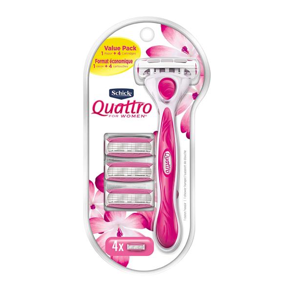 Schick Quattro for Women Value Pack with 1 Razor and 4 Razor Blade Refills