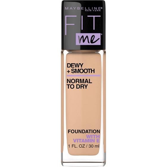 Maybelline Fit Me Dewy + Smooth Foundation Makeup, Nude Beige, 1 Count