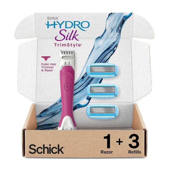 Schick Hydro Silk Trimstyle Bikini Razor for Women with Bikini Trimmer | Womens Razors, 5 Blade Razors for Women, Bikini Hair Removal | 1 Handle & 3 Razor Blade Refills