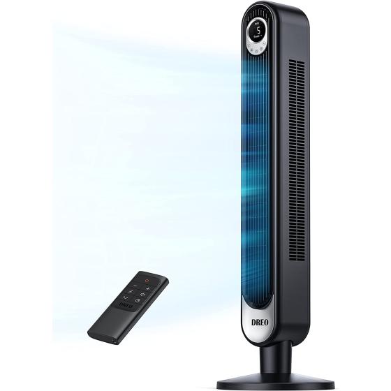 Dreo Tower Fan 42 Inch, Cruiser Pro T1 Quiet Oscillating Bladeless Fan with Remote, 6 Speeds, 4 Modes, LED Display, 12H Timer, Black Floor Standing Fan Powerful for Indoor Home Bedroom Office Room