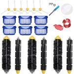LOVECO Replacement Accessories Kit for iRobot Roomba 600 Series 694 692 690 680 660 665 651 650 614 & 500 Series 595 585 564,6 Filter,6 Side Brush,3 Pairs Bristle and Flexible Beater Brush