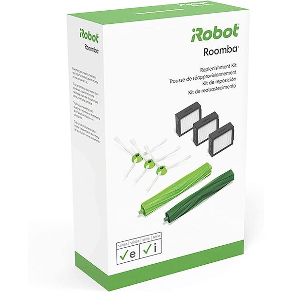 iRobot Roomba Authentic Replacement Parts - Roomba e, i, & j Series Replenishment Kit, (3 High-Efficiency Filters, 3 Edge-Sweeping Brushes, and 1 Set of Multi-Surface Rubber Brushes),Green - 4639168