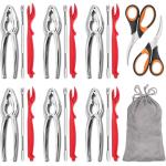 Hiware 20-piece Seafood Tools Set includes 6 Crab Crackers, 6 Lobster Shellers, 6 Crab Leg Forks/Picks and 2 Seafood Scissors & Storage Bag - Nut Cracker Set