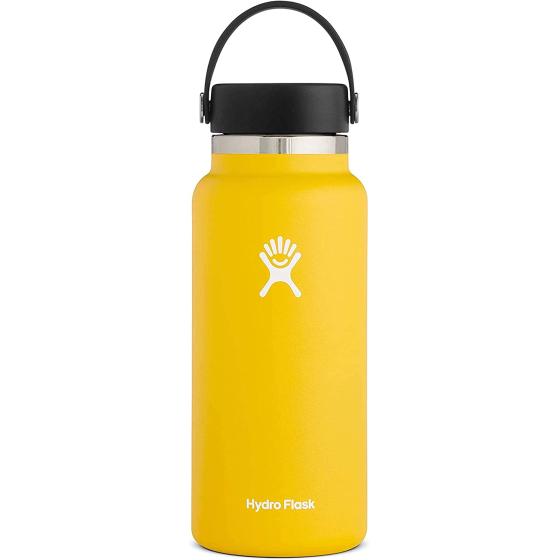 Hydro Flask Water Bottle - Stainless Steel & Vacuum Insulated - Wide Mouth 2.0 with Leak Proof Flex Cap - 32 oz, Sunflower