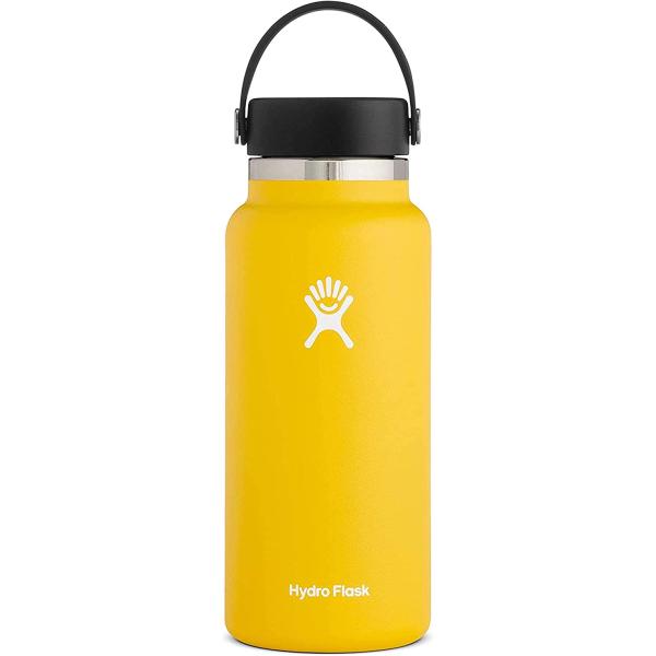 Hydro Flask Water Bottle - Stainless Steel & Vacuum Insulated - Wide Mouth 2.0 with Leak Proof Flex Cap - 32 oz, Sunflower