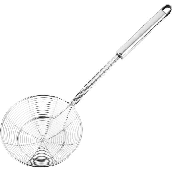 Hiware Solid Stainless Steel Spider Strainer Skimmer Ladle for Cooking and Frying, Kitchen Utensils Wire Strainer Pasta Strainer Spoon, 5.4 Inch