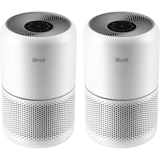 LEVOIT Air Purifier for Home Allergies and Pets Hair Smokers in Bedroom H13 True HEPA Filter, 24db Filtration System Cleaner Odor Eliminators, Remove 99.97% Dust Smoke Mold Pollen, White, 2 Pack