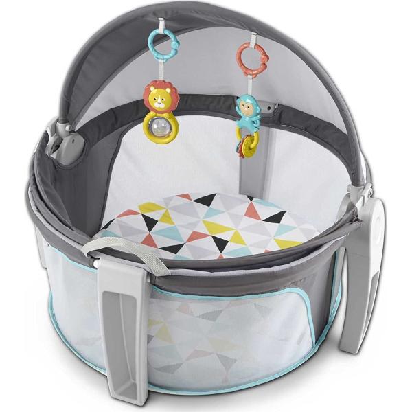 Fisher-Price Portable Bassinet and Play Space On-The-Go Baby Dome with Developmental Toys and Canopy, Windmill