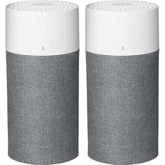 BLUEAIR Air Purifier (2-pack) for Home Large Room up to 912sqft in 60 min,HEPASilent 18dB on low,Wildfire, Removes Particles like Smoke Allergens Dust Mold Pet Hair Odor Bacteria, Blue 411 Auto, Gray