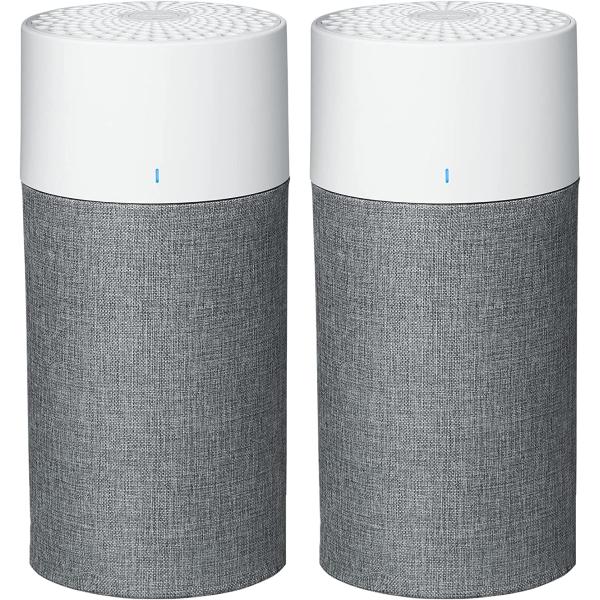 BLUEAIR Air Purifier (2-pack) for Home Large Room up to 912sqft in 60 min,HEPASilent 18dB on low,Wildfire, Removes Particles like Smoke Allergens Dust Mold Pet Hair Odor Bacteria, Blue 411 Auto, Gray