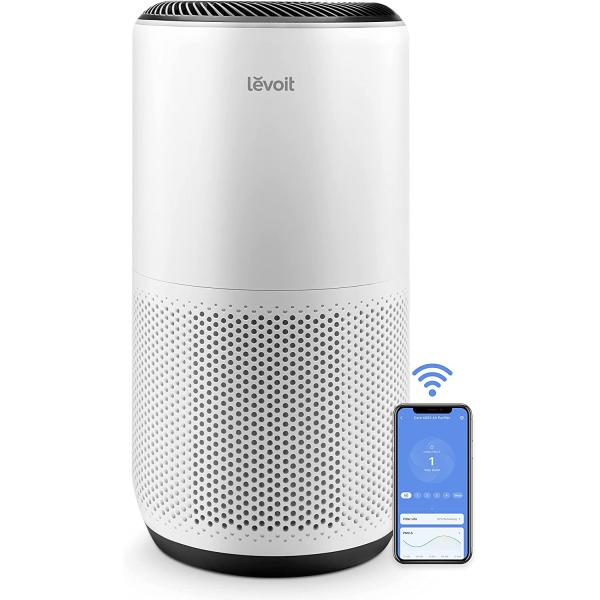 LEVOIT Air Purifiers for Home Large Room, Smart WiFi and PM2.5 Monitor H13 True HEPA Filter Removes Up to 99.97% of Particles, Pet Allergies, Smoke, Dust, Auto Mode, Alexa Control, White