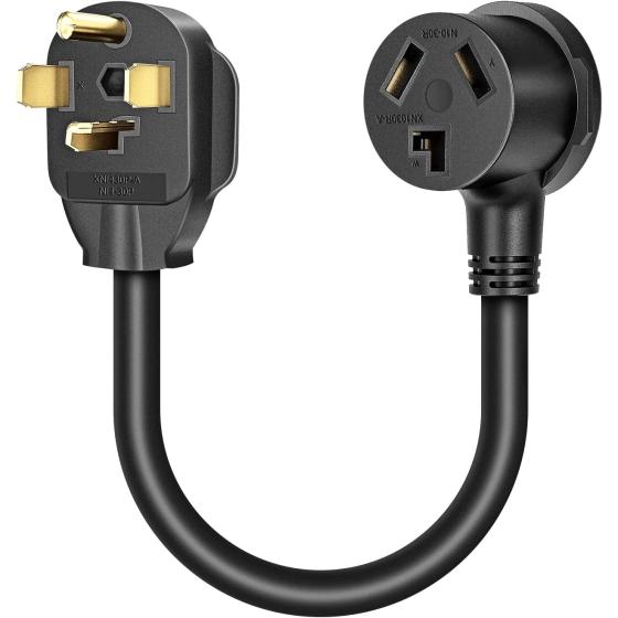 Cleyean Dryer Adapter 3 Prong to 4 Prong Dryer Plug Adapter Cord NEMA 14-30P to 10-30R, STW 10AWG, 30Amp, 250V, 1.5FT