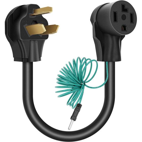 Cleyean Dryer Adapter 4 Prong to 3 Prong Dryer Plug Adapter Cord NEMA 10-30P to 14-30R, 30Amp, 250V, STW 10-AWG, External Green Ground Wire