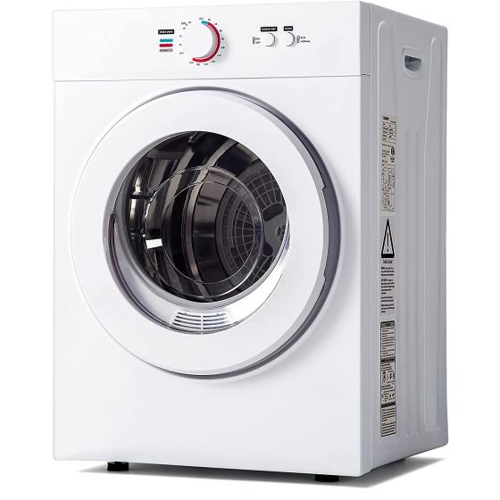 Euhomy Compact Laundry Dryer 1.8 cu.ft, Stainless Steel Clothes Dryers With Exhaust Pipe, Four-Function Portable Dryer For Apartments, Home, Dorm, White
