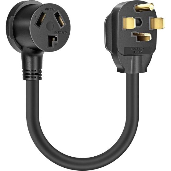 Dryer Outlet Adapter, Dryer Plug Cord Nema 14-30P Male to 10-30R Female, 3 Prong to 4 Prong Dryer Plug Converter