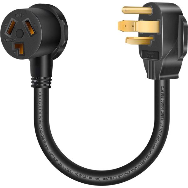 Beauty Kate Dryer Adapter Cord 3 Prong to 4 Prong - NEMA 14-30P Male to 10-30R Female, 30A, 250V, Dryer Cord Adapter 4 to 3 Prong