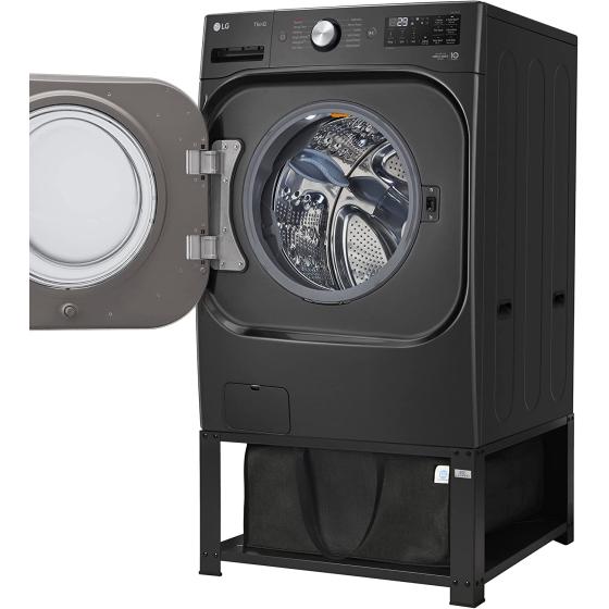 EZ Laundry | 29" Universal Fit Laundry Pedestal for Washer & Dryer - with Drain Pan/Storage Shelf - Made Steel up to 29 Inches Wide 14.3 Inches Height (Black)