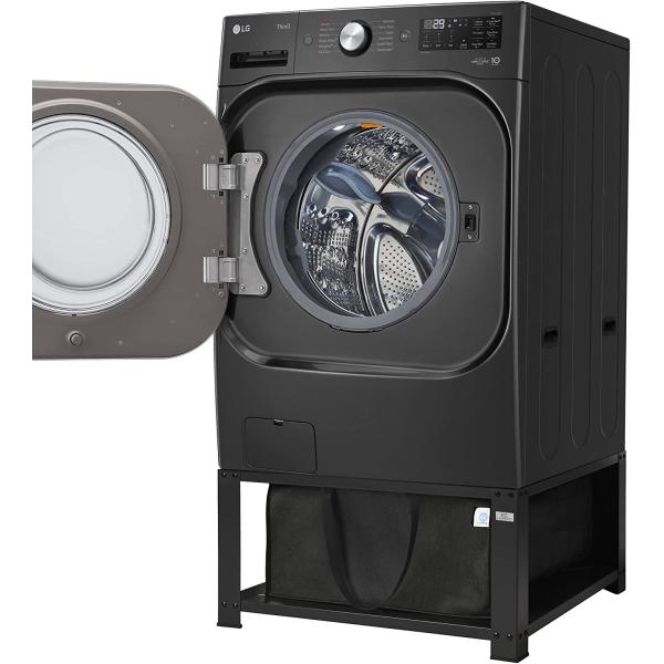 EZ Laundry | 29" Universal Fit Laundry Pedestal for Washer & Dryer - with Drain Pan/Storage Shelf - Made Steel up to 29 Inches Wide 14.3 Inches Height (Black)