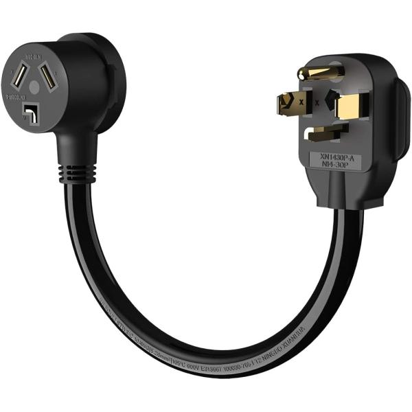 1.5 FT NEMA 14-30P to 10-30R Welder Dryer Plug, 30 Amp,250V,STW 10AWG*3C, 4 Prong to 3 Prong Dryer Adapter, Electric Vehicle Charging Adapter,Black
