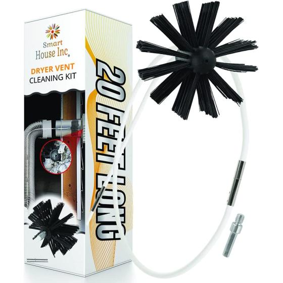 The Professional Dryer Vent Cleaner Kit [20-Feet] Innovative Duct Lint Remover Reusable Strong Nylon| Flexible Lint Brush with Drill Attachment for Faster Cleaning