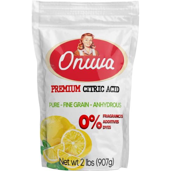Onuva's Citric Acid 2 Pound,Pure Food Grade,Non-GMO Project Verified,Flavor Enhancer & All-Natural Preservative | Fragrance Free Citric Acid for Bath Bombs,Cooking,Canning,Homemade Cleaning Supplies