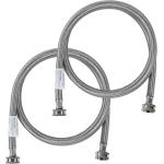 Certified Appliance Accessories Washing Machine Hoses (2 Pack), Hot and Cold Water Supply Lines, 4 Feet, PVC Core with Premium Braided Stainless Steel, Silver/Pewter, 161888